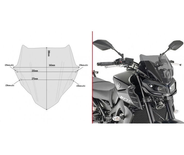 Cúpula Givi Completa Para Yamaha Mt 09 17