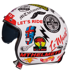 Casco Jet Mt Le Mans 2 Sv Anarchy A0 Blanco Perla Brillo