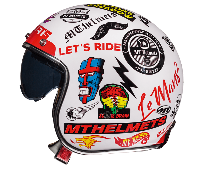 Casco Jet Mt Le Mans 2 Sv Anarchy A0 Blanco Perla Brillo