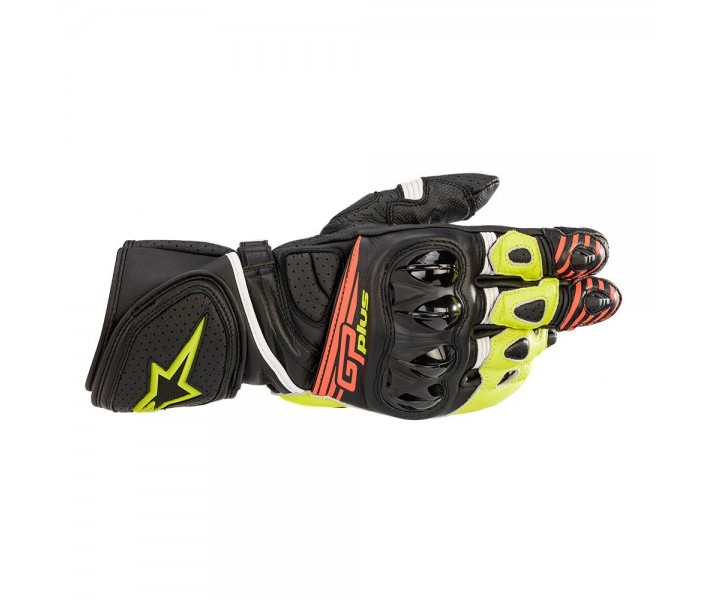 Guantes Alpinestars Gp Plus R V2 Negro Amarillo Fluor Rojo Fluor |3556520-1538|