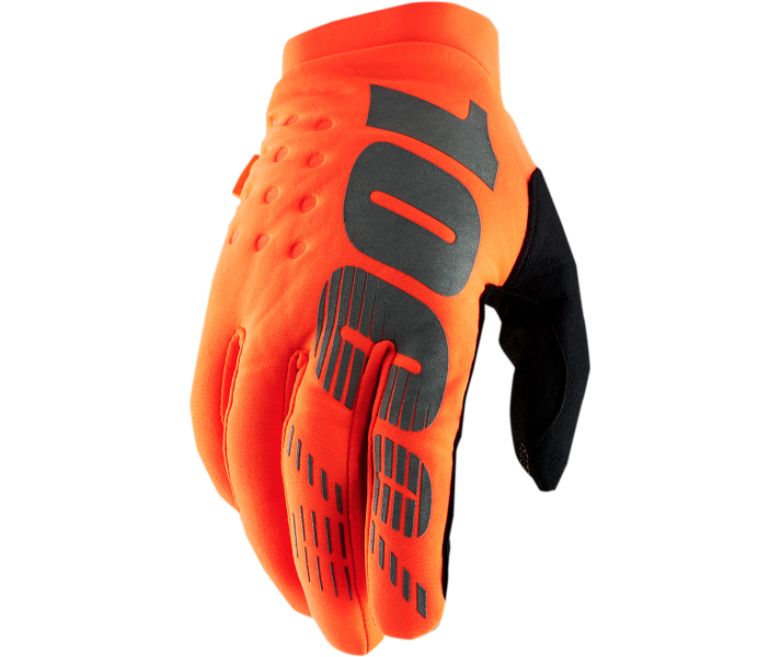 Guantes 100% Brisker Negro Naranja Fluor |33307187|