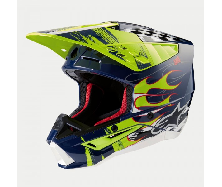 Casco Alpinestars S-M5 Rash Azul Marino Amarillo Fluor Brillo |8307023-7455|