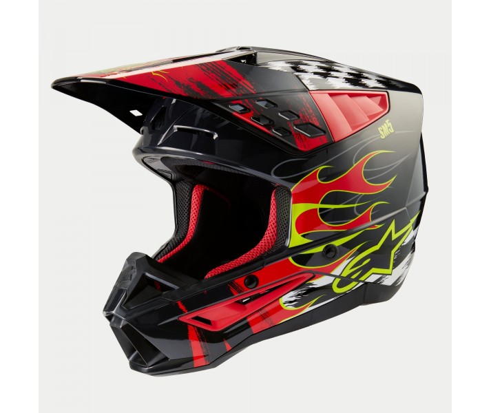 Casco Alpinestars S-M5 Rash Gris Oscuro Rojo Brillo |8307023-9033|