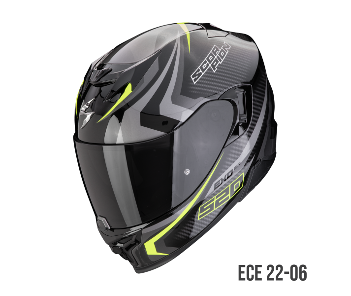 Casco Scorpion EXO-520 Evo Air Terra Negro Plata Amarillo |172-449-20|