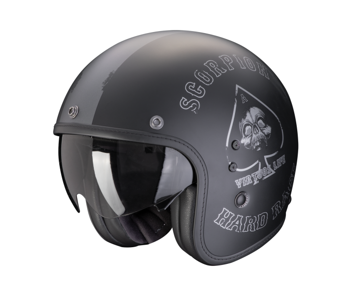 Casco Scorpion Belfast Evo Spade Negro Mate Plata |78-458-159|