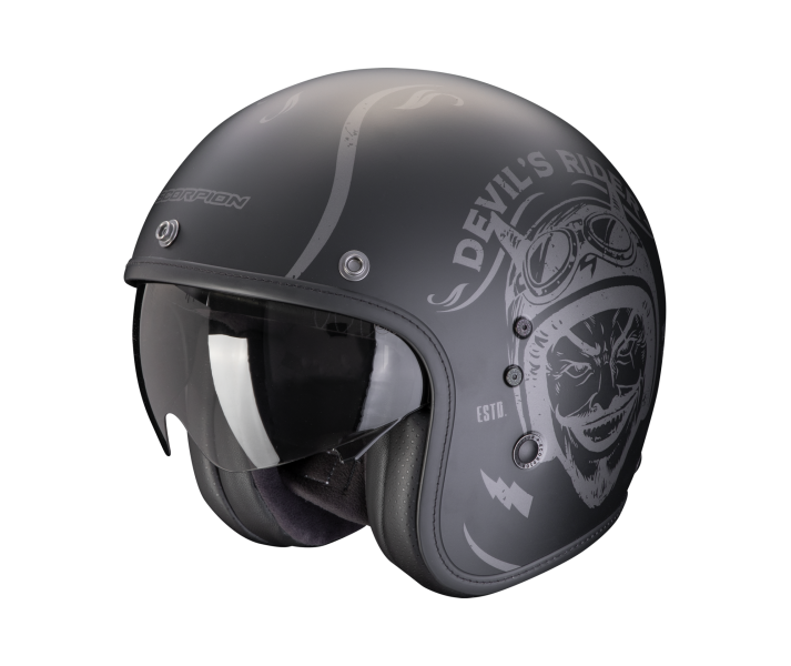 Casco Scorpion Belfast Evo Romeo Negro Mate Plata |78-459-159|