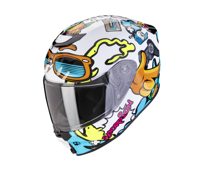 Casco Scorpion Infantil Exo-Jnr Fun Blanco Azul |120-437-74|