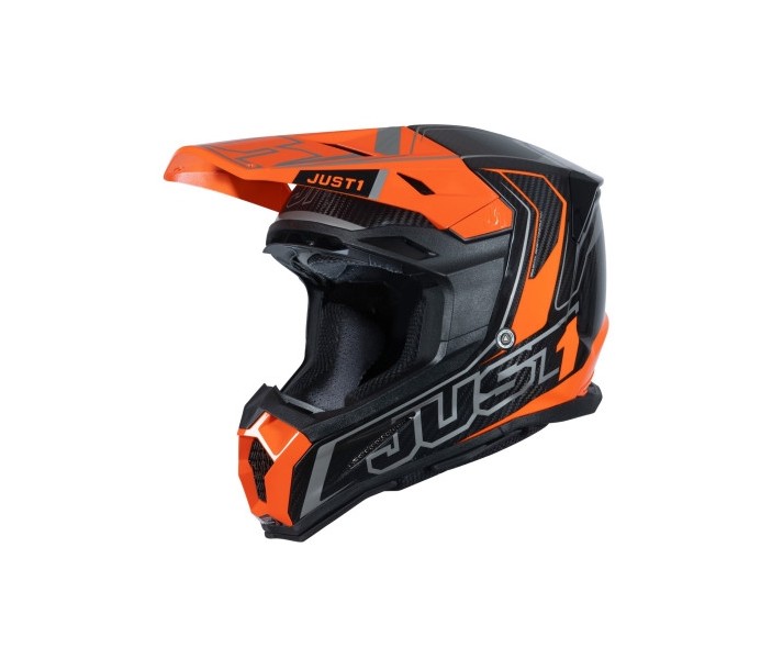 Casco Just1 J-22 Carbono Naranja Fluor Gris Plata |6060010153005|