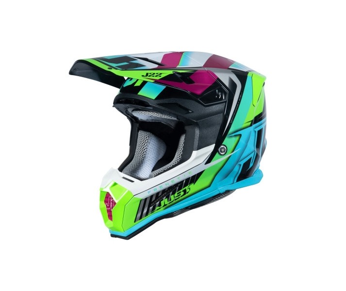 Casco Just1 J-22 F Frenetik Azul Amarillo Fluor Morado Brillo |6060020111003|