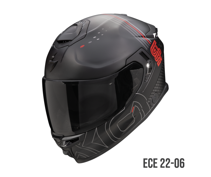 Casco Scorpion Exo-Gt Sp Air Techlane Negro Mate Gris Rojo |150-466-343|