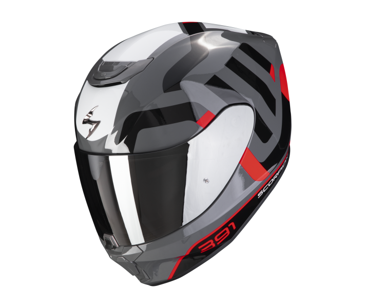 Casco Scorpion Exo-391 Arok Gris Rojo Negro |139-417-313|