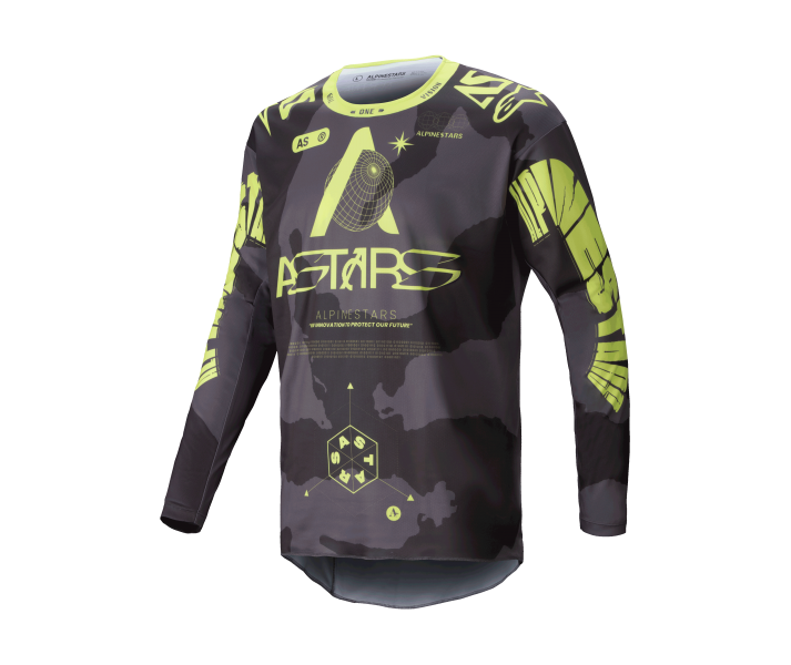 Camiseta Alpinestars Racer Hollow Camo Oscuro Amarillo Fluor |3760925-9178|