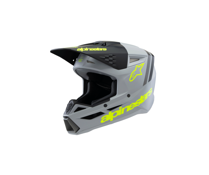 Casco Alpinestars Sm3 Infantil Radium Gris Negro Amarillo Mate |8301925-9510|