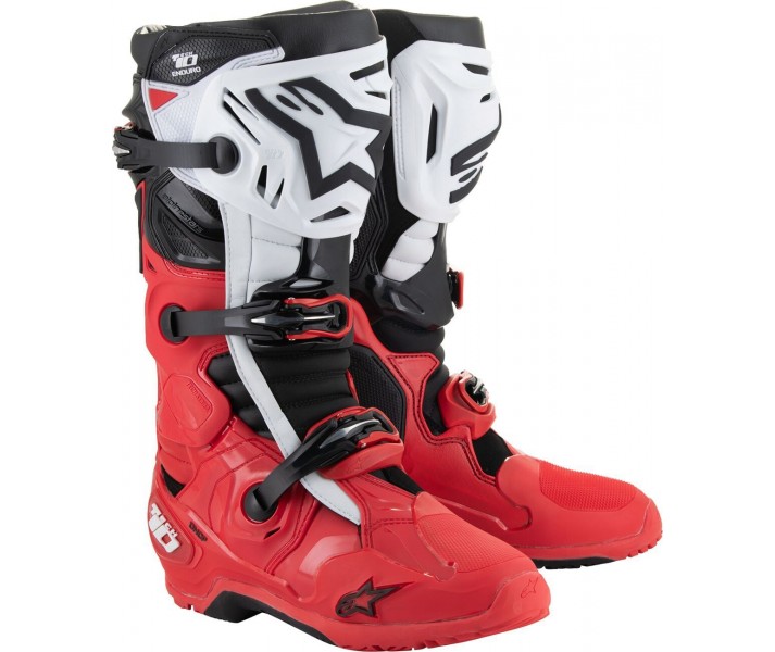 Botas Alpinestars Tech 10 Enduro Rojo Brillo Negro Blanco |2010025-3016|