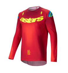 Camiseta Alpinestars Supertech Maker Rojo Brillo Amarillo Fluor |3760225-3058|