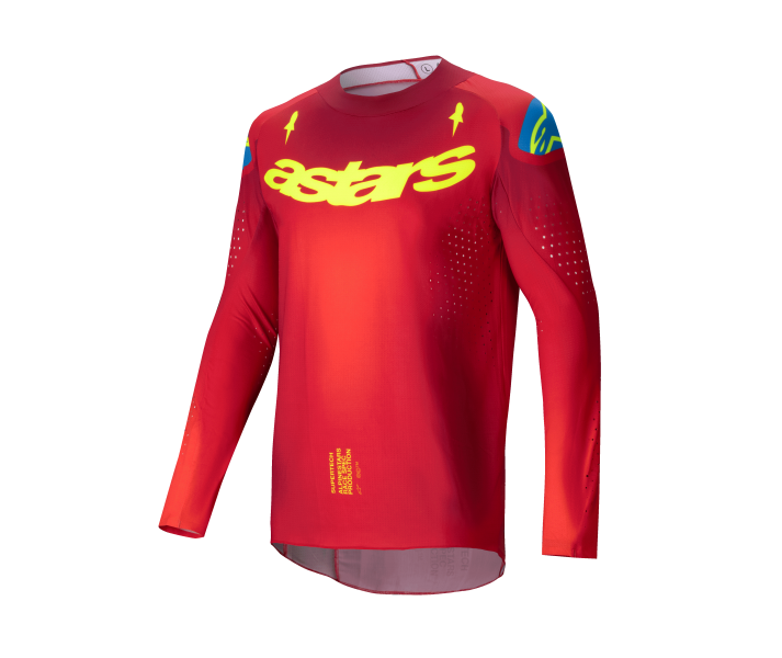 Camiseta Alpinestars Supertech Maker Rojo Brillo Amarillo Fluor |3760225-3058|