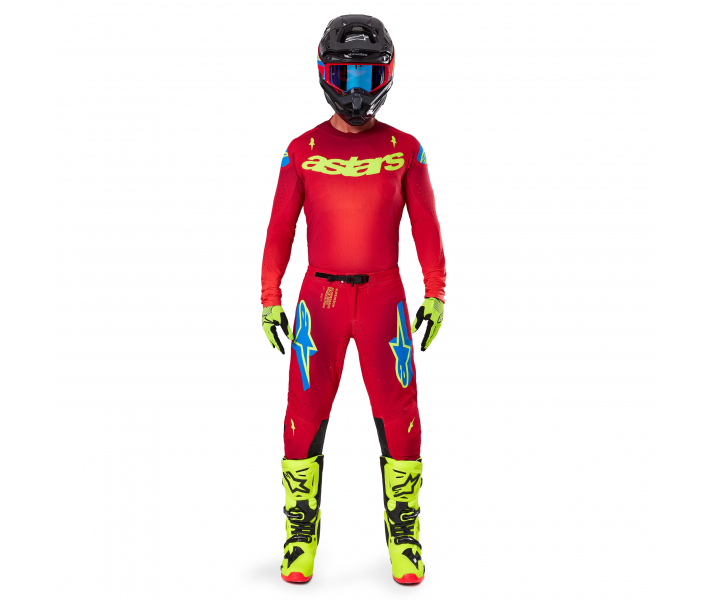 Traje Alpinestars Supertech Maker Rojo Brillo Amarillo Fluor