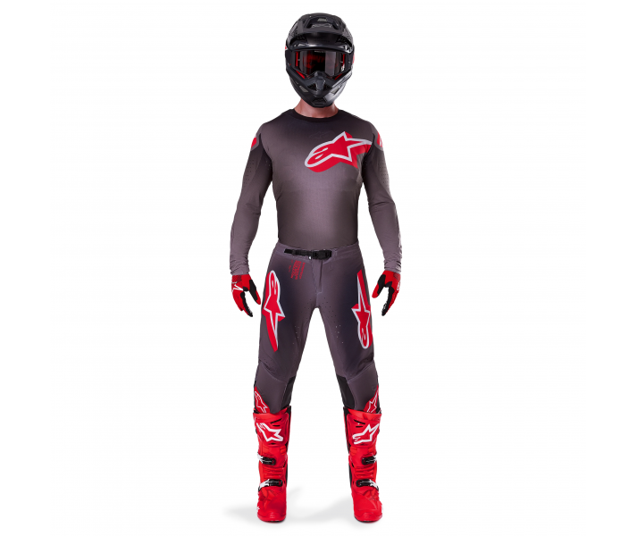 Traje Alpinestars Supertech Lipan Negro Gris Rojo Brillo