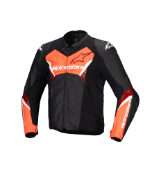 Chaqueta Alpinestars Faster V3 Leather Negro Rojo Fluor |3103525-1030|