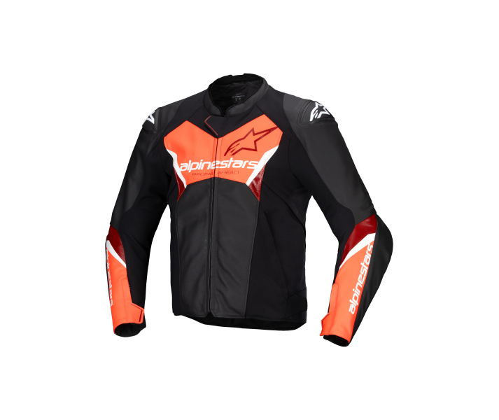 Chaqueta Alpinestars Faster V3 Leather Negro Rojo Fluor |3103525-1030|