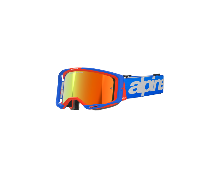 Máscara Alpinestars Vision 8 Corp Azul Naranja Espejo Rojo