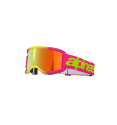 Máscara Alpinestars Vision 5 Wordmark Rosa Amarillo Fluor Espejo rojo