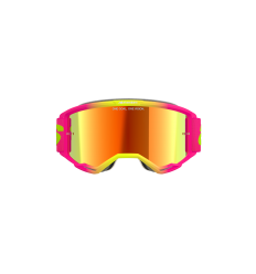 Máscara Alpinestars Vision 5 Wordmark Rosa Amarillo Fluor Espejo rojo