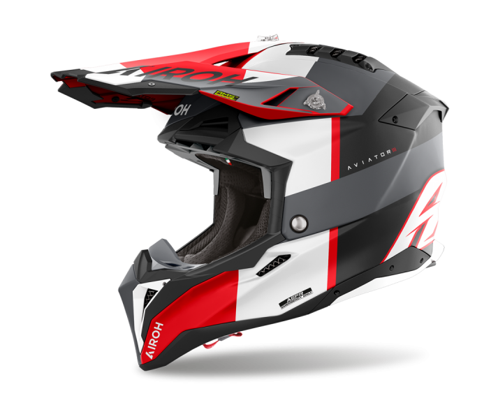 Casco Airoh Aviator 3 Monarch Gris Rojo Mate |AV3M16|