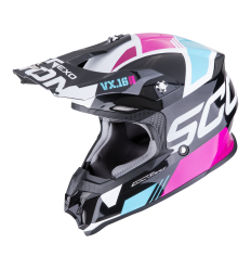 Casco Scorpion Vx-16 Evo Air Analog Metal Negro Azul Rosa |146-475-352|