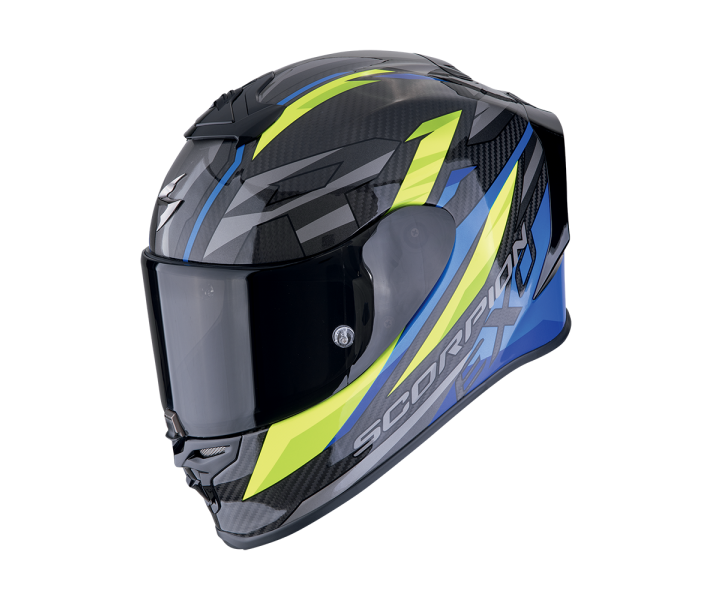 Casco Scorpion Exo-R1 Evo Carbon Air Runner Negro Azul Amarillo Fluor