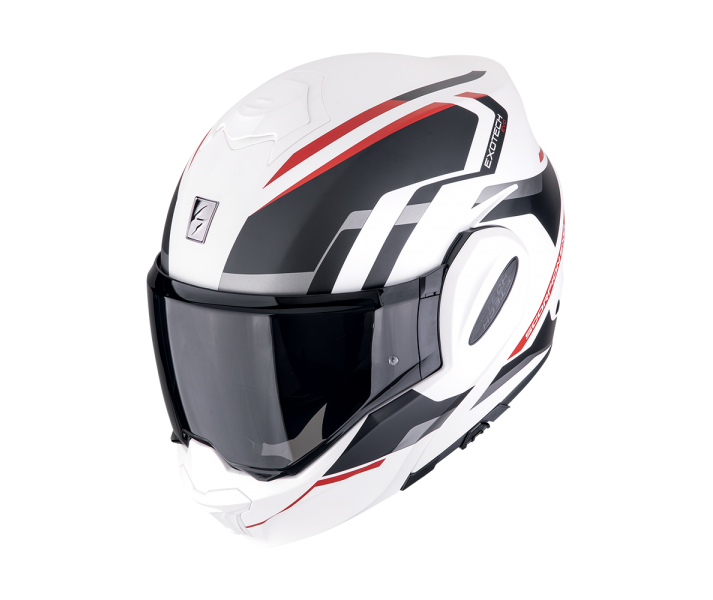 Casco Scorpion Exo-Tech Evo Furio Blanco Mate Negro Rojo |118-210-292|