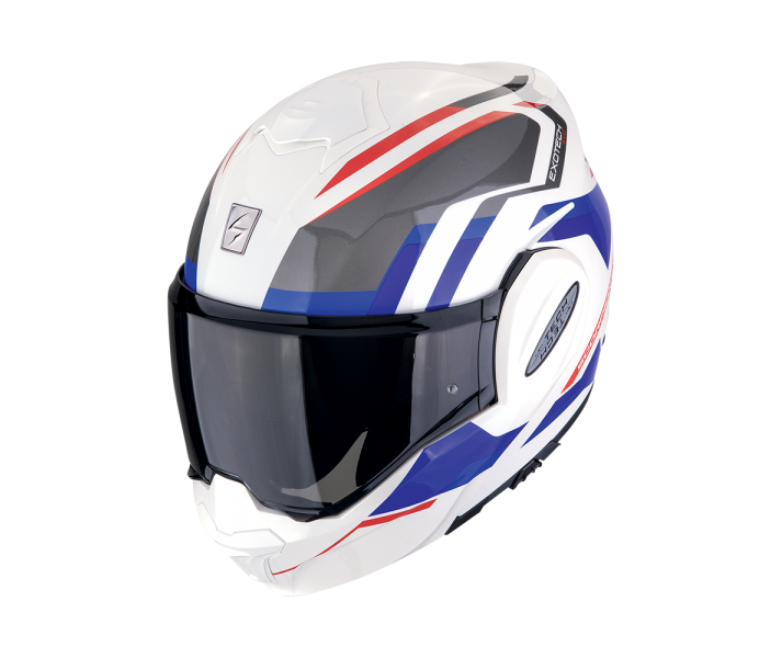 Casco Scorpion Exo-Tech Evo Furio Blanco Rojo Azul |118-210-359|