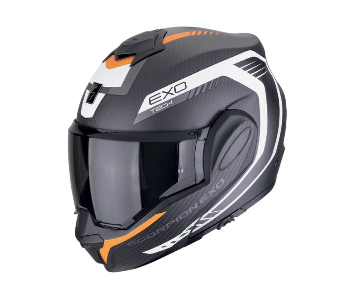 Casco Scorpion Exo-Tech Evo Carbon Cosy Negro Mate Naranja |118-475-168|