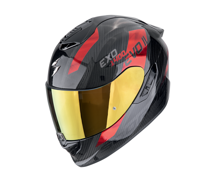 Casco Scorpion Exo-1400 Evo II Carbon Air Platted Negro Rojo |140-483-24|