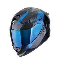 Casco Scorpion Exo-1400 Evo II Carbon Air Platted Negro Azul |140-483-66|