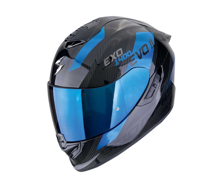 Casco Scorpion Exo-1400 Evo II Carbon Air Platted Negro Azul |140-483-66|