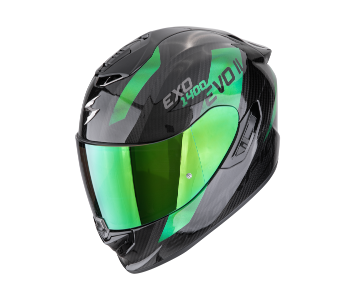 Casco Scorpion Exo-1400 Evo II Carbon Air Platted Negro Verde |140-483-69|