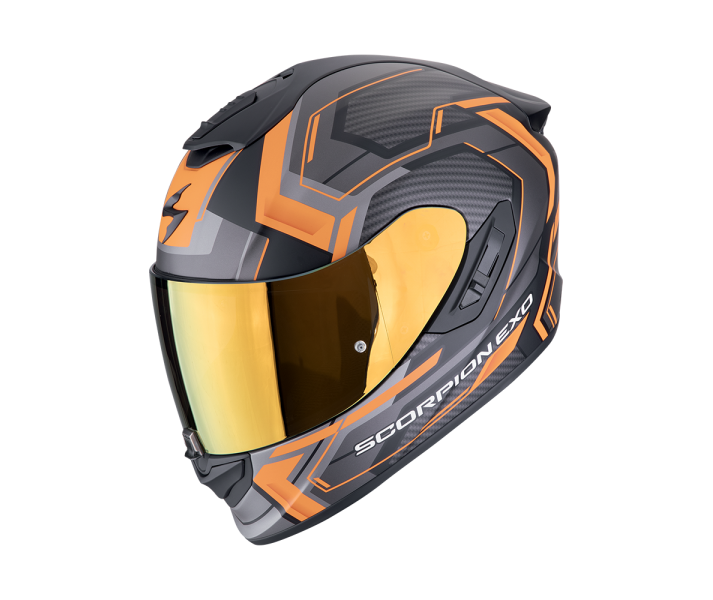 Casco Scorpion Exo-1400 Evo II Air Linart Negro Mate Naranja |140-489-168|