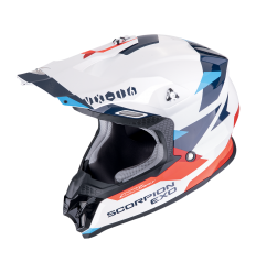 Casco Scorpion Vx-16 Evo Air Rod Blanco Rojo Azul |146-473-125|