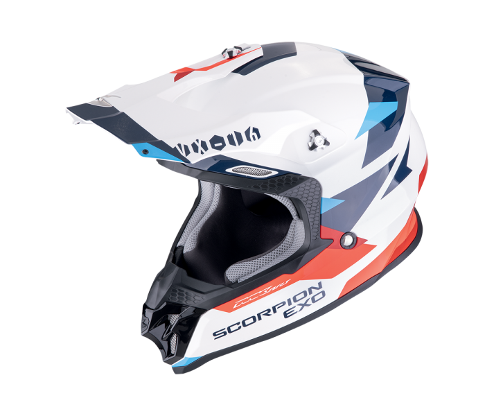 Casco Scorpion Vx-16 Evo Air Rod Blanco Rojo Azul |146-473-125|