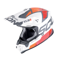 Casco Scorpion Vx-16 Evo Air Analog Blanco Naranja |146-475-331|