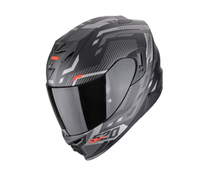 Casco Scorpion Exo-520 Evo Air Ranka Negro Mate Plata Rojo |172-494-262|