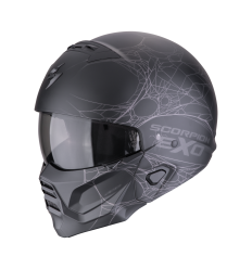 Casco Scorpion Exo-Combat II Spiderweb Negro Mate Plata |182-476-159|