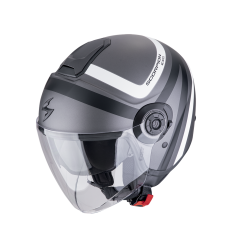 Casco Scorpion Exo-City II Riva Plata Mate Negro Blanco |183-488-357|