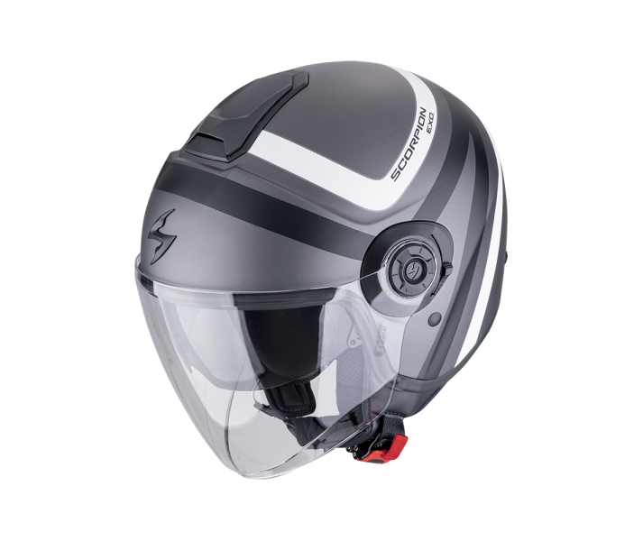 Casco Scorpion Exo-City II Riva Plata Mate Negro Blanco |183-488-357|