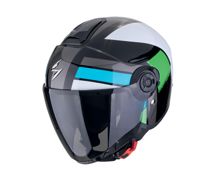 Casco Scorpion Exo-City II Blur Negro Blanco Verde |183-496-135|