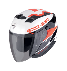 Casco Scorpion Exo-230 Band Blanco Negro Rojo |23-481-164|