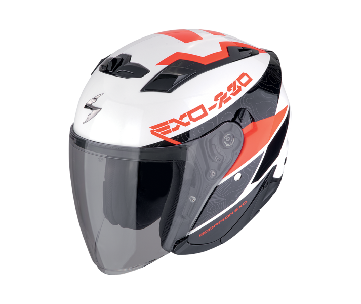 Casco Scorpion Exo-230 Band Blanco Negro Rojo |23-481-164|