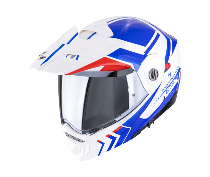 Casco Scorpion Adx-2 Lewis Blanco Azul Rojo |89-504-236|