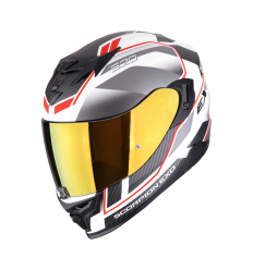 Casco Scorpion Exo-520 Evo Air Lena Blanco Mate Plata Rojo |172-499-310|